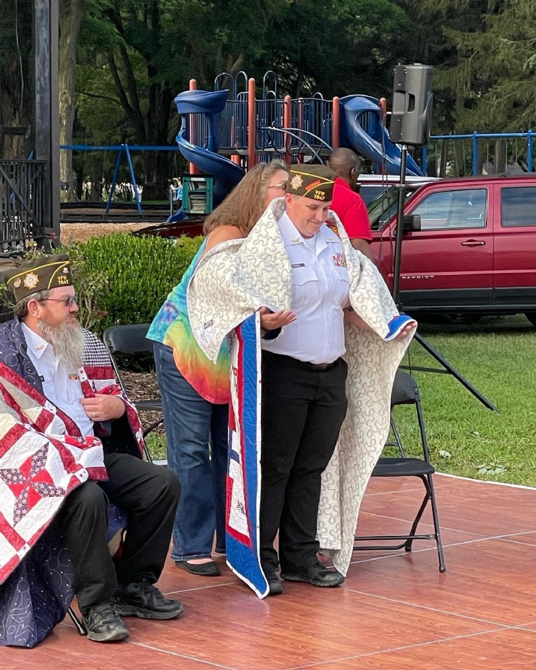 Congratulations to our two Quilt of Valor recipients Sean Richards and Sara Sturgess. You join an elite group of those that came before and those after. Thank you for all that you both do for the VFW! Thank you for your service!